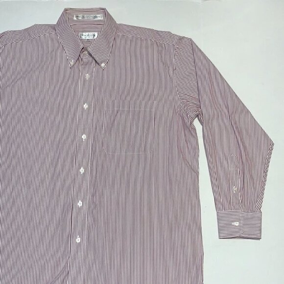 𝅺van Heusen white/red stripe button down shirt US Neck size 16.5 32x33 - Picture 5 of 10